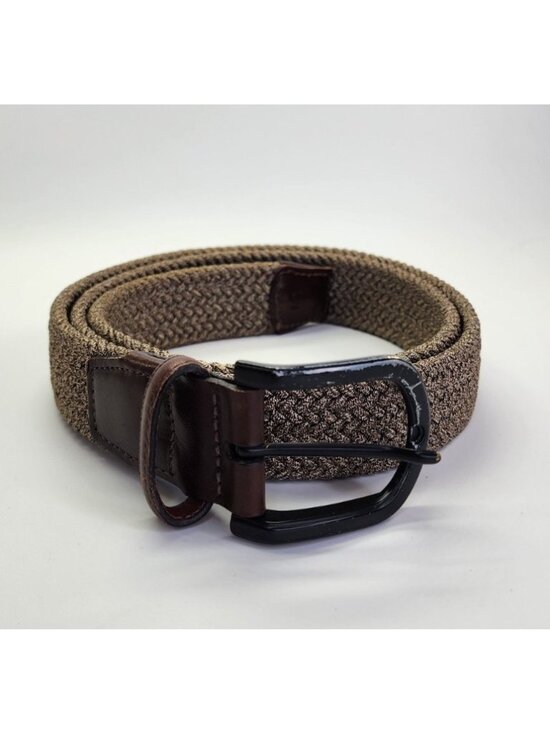 Torino Other - Torino Men's Italian Woven Belt Brown Leather Trim Braided Stretch Size 40